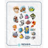 Balık Stikcer Set-1 15 Parça Telefon, Tablet, Defter, Laptop Sticker