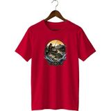 Balıkçı Baskılı Unisex Tişört Fishing Outdoor Doğa ve Balık Avı Temalı Bisiklet Yaka T-Shirt - Siyah - XL