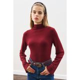 BALIKÇI YAKA BLUZ BORDO