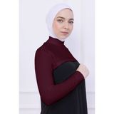 Balıkçı Yaka Boyunluklu Kolluk - Likralı Kadın Body Tesettür Crop Bolero Bordo - Açık Bordo - Standart
