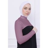 Balıkçı Yaka Boyunluklu Kolluk - Likralı Kadın Body Tesettür Crop Bolero Gül Kurusu - Açık Gül Kurusu - Standart