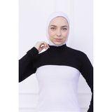 Balıkçı Yaka Boyunluklu Kolluk Siyah - Likralı Dik Yakalı Kadın Body Tesettür Crop Bolero - Standart