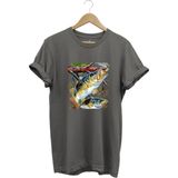 Balıkçılık Avcılık Olta ile Balık Tutmak Sazlık Alabalık Levrek Baskılı Pamuk Regular Fit T-Shirt - Antrasit - XL