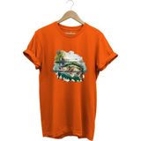 Balıkçılık Levrek Balığı ve Teknede Olta Ile Balık Tutmak %100 Pamuk Regular Fit T-Shirt - 2XL - Turuncu