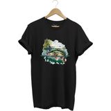 Balıkçılık Levrek Balığı ve Teknede Olta Ile Balık Tutmak %100 Pamuk Regular Fit T-Shirt - XL - Siyah