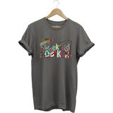 Balıkçılık Wekeend Hooker Yazı Baskılı Balık ve Olta Takımı Desenli %100 Pamuk Regular Fit T-Shirt - Gri