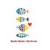 Balıklar Desen Temalı Ütü İle Yapışan Tekstil Kumaş Tişört Dtf Baskı 3449