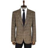 Balıksırtı Desen Slim Fit Yün Kahverengi Erkek Ceket - Wessi