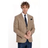 Balıksırtı Desen Slim Fit Yün Taba Erkek Ceket - Wessi