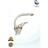 Balıksırtı Lavabo Bataryası – Beyaz Gold, Modern ve Şık Tasarım - Beyaz - Altın