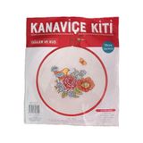 balım hobi evi Kanaviçe Kit Nakış Seti Güller Ve Kuş Plastik Kasnaklı 19Cm