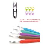 BALIM ÖRGÜ EVİ Silikon Saplı Tığ Seti (2.5-3-3.5-4-5 MM) ,iplik Makası Ve Ilmek Ayraçlı Set