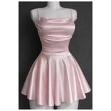 BALİNA Pembe Saten Drape Detaylı İp Askılı Elbise