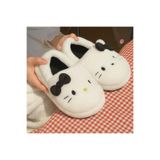 BALİNA Siyah Hello Kitty Yumuşak Tüylü Peluş Panduff Terlik -BLN