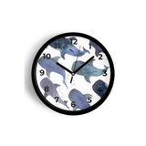Balina Temalı Modern Duvar Saati - 30cm - Önü Camlı Siyah Kasa - Sessiz Mekanizma, JH0188S30SKP