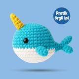 Balina Tığ Kiti Yeni Başlayanlar Için Videolu Amigurumi Örgü Oyuncak Seti- Pratik Örgü Ip - Balık