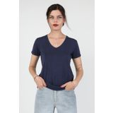 Balins BT/426 Lacivert Viskon V Yaka Kırçıllı Kadın T-shirt