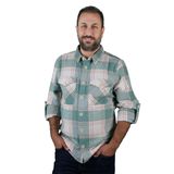 Balins Erkek Ekose Gömlek Yeşil-Bej XL