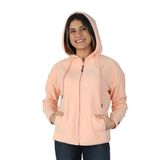 Balins Kadın Kapüşonlu Önü Biyeli Fleto Cepli Polar Pembe 2XL