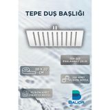 BALİOR Tepe Duş Başlığı Kare SLİM 20x20 Paslanmaz Çelik