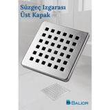 BALİOR Yer Süzgeci Izgarası 9,5 × 9,5 cm Kare Delikli Banyo Gider Üst Kapağı
