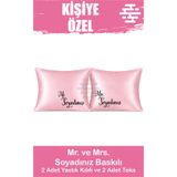 Baliva KİŞİYE ÖZEL BASKILI Saten Yastık Kılıfı 2 Adet 50x70cm 2 Adet Hediye Saten Tokalı