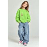 Balkabağı Gülen Yüz Fıstık Yeşili Kız Çocuk %100 Pamuk Oversize Sweatshirt(2-9yaş) - 2 - 3 Yaş
