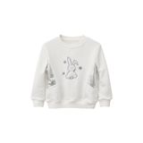 BALKABAĞI Tavşan Peluş Aplikeli Gümüş Detaylı Beyaz Kız Çocuk %100 pamuk Sweatshirt (2-9 Yaş)