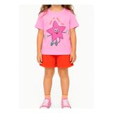 BALKABAĞI Uçan Yldız Turuncu Müslin Şort & Pembe T-shirt Kız Çocuk Takım (12Ay-6Yaş)