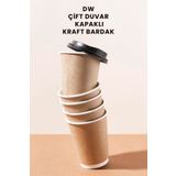 Balkan 14 Oz 40 Adet Kraft Karton Kapaklı Sıcak İçecek Bardağı (Kahve) Çift Duvarlı Double Wall (DW)