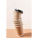 Balkan 14 Oz Kraft Karton Kapaklı Sıcak Içecek Bardağı (Kahve) Çift Duvarlı Bardak (Dw) - 40 Adet