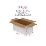 Balkan 5 Adet Boş Karton Beyaz Taşıma Kutusu Boş Koli 39x30x19cm B Dalga Tek Oluk