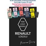 Balkan Ambalaj Suya Dayanıklı Oto Logolu Oto Paspas Kağıdı Siyah 50 Adet - 35X50CM 5 Çeşit Ayna Kokusu - Renault - Siyah - Gümüş