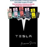 Balkan Ambalaj Suya Dayanıklı Oto Logolu Oto Paspas Kağıdı Siyah 50 Adet - 35X50CM 5 Çeşit Ayna Kokusu - Tesla - Siyah - Gümüş
