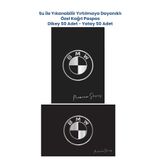 BALKAN AMBALAJ Suya Dayanıklı Yıkanabilir BMW Dikey 50 Yatay 50 Oto Paspas Kağıdı Siyah Gümüş Baskı 35x50cm