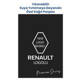 BALKAN AMBALAJ Suya Dayanıklı Yıkanabilir Renault Logo Uyumlu Oto Paspas Kağıdı Siyah Gümüş Baskı 50 Adet - 35x50cm