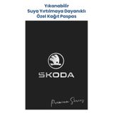 BALKAN AMBALAJ Suya Dayanıklı Yıkanabilir Skoda Oto Paspas Kağıdı Siyah Gümüş Baskı 50 Adet - 35x50cm