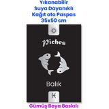 Balkan Ambalaj Suya Dayanıklı Yıkanır Balık Burcu Oto Paspas Kağıdı Siyah Gümüş Baskı Kağıt Paspas 50 Adet 35X50CM