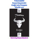 Balkan Ambalaj Suya Dayanıklı Yıkanır Boğa Burcu Oto Paspas Kağıdı Siyah Gümüş Baskı Kağıt Paspas 50 Adet 35X50CM