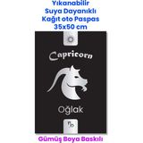 Balkan Ambalaj Suya Dayanıklı Yıkanır Oğlak Burcu Oto Paspas Kağıdı Siyah Gümüş Baskı Kağıt Paspas 50 Adet 35X50CM