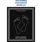 Balkan Ambalaj Tela Kumaş Suya Dayanıklı 40X50CM Ayak Izi Dikey 50ADET Oto Paspas Siyah Gümüş Rengi Baskı (Kağıt Değil)