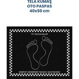 Balkan Ambalaj Tela Kumaş Suya Dayanıklı 40X50CM Ayak Izi Yatay 50ADET Oto Paspas Siyah Gümüş Rengi Baskı (Kağıt Değil)