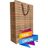 Balkan Kraft Ipli Kağıt Alışveriş Çantası 36x25x9cm Desenli Kağıt Malzemeden Üretilmiştir
