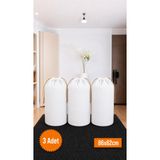 Balkan Room 3 Adet Beyaz Büzgülü Hurç XLarge 86x62 cm - Taşınma Çantası - Yorgan Yastık Çamaşır Saklama Torbası