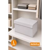 Balkan Room Beyaz Kapaklı Dolap İçi Düzenleyici, Katlanabilir Kıyafet Saklama Kutusu, Raf Düzenleyici Organizer Large 40x20x20cm