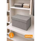 Balkan Room Gri Kapaklı Dolap İçi Düzenleyici, Katlanabilir Kıyafet Saklama Kutusu, Raf Düzenleyici Organizer Large 40x20x20cm