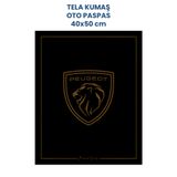 Balkan Tela Kumaş Suya Dayanıklı 40x50cm Peugeot 50 Adet Oto Paspas Siyah Altın Rengi Baskı (kağıt değil)