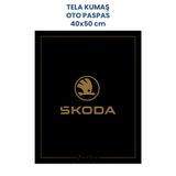 Balkan Tela Kumaş Suya Dayanıklı 40x50cm Skoda 50Adet Oto Paspas Siyah Altın Rengi Baskı (kağıt değil)