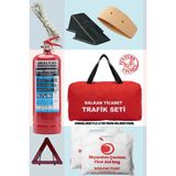 Balkan Ticaret Trafik Seti 2kg Yangın Tüpü Reflektörlü Takoz 2 Parça XL İlk Yardım Seti