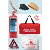 Balkan Ticaret Trafik Seti İlkyardım Setli 2Kg Yangın Tüpü Reflektör 2 Adet Takozlu İlkyardım Seti XL 4 Yıllık